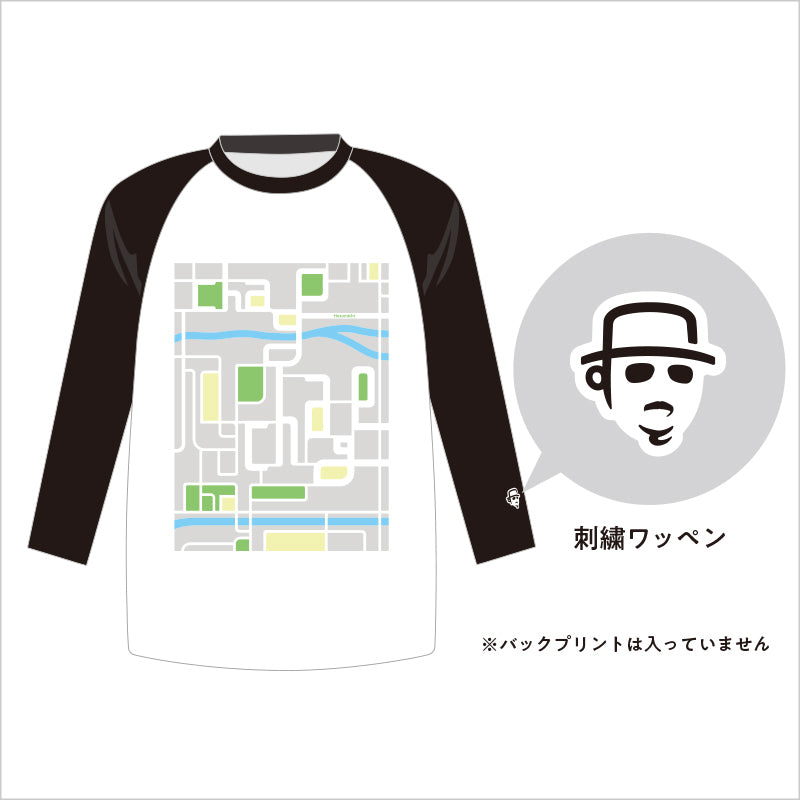 Chageのずっと細道 ラグランTシャツ（ホワイト×ブラック） – Chage